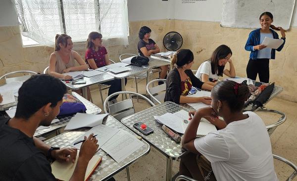 Students attend a Korean language class at the Korean Language School in Havana, Cuba, on Feb. 17, 2024 (local time). (Yonhap) 