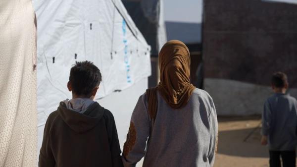 Amani and her five children have been living in a tent in Rafah for weeks.